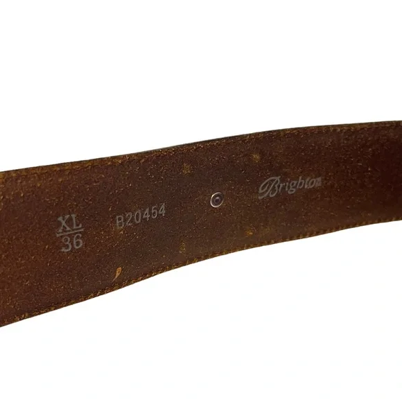 Brighton Brown Leather Western Silver Buckle Belt Size XL - Picture 7 of 7